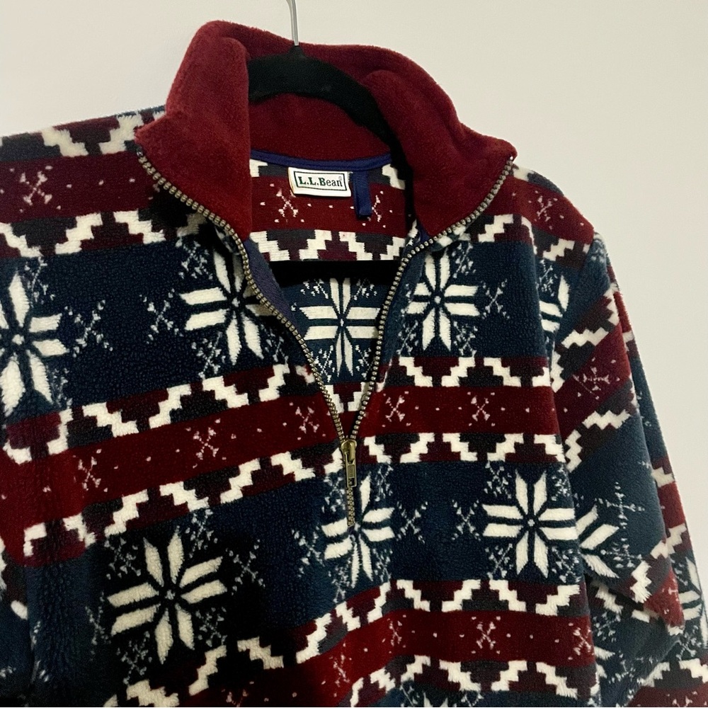 Vintage L.L. Bean Fleece Pullover, Red White & Blue, Made in USA 🇺🇸